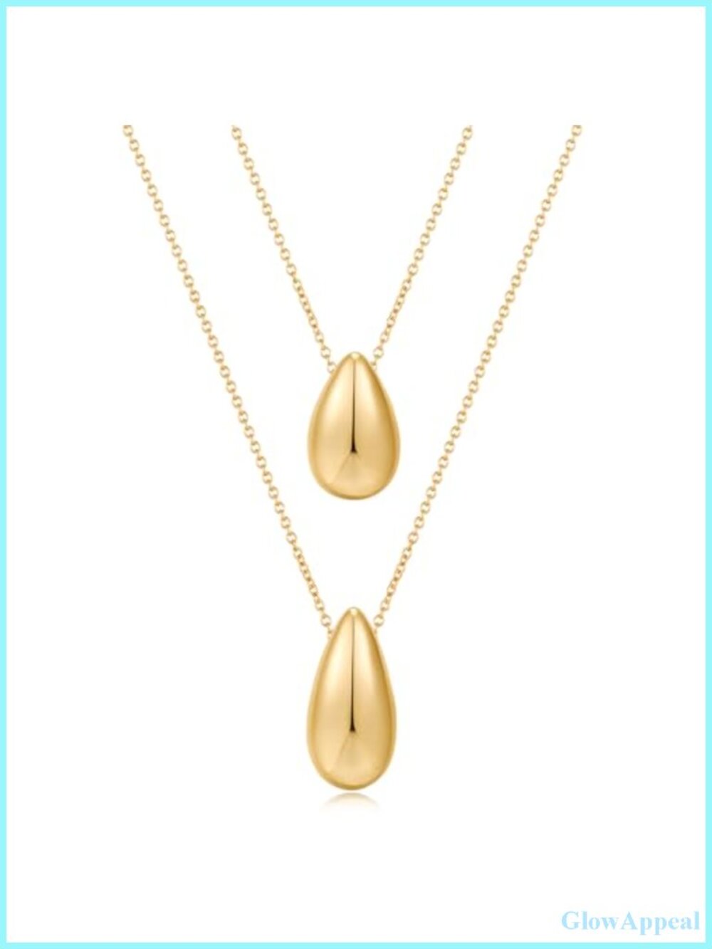 Dainty Gold Plated Layered Teardrop Pendant Necklace Set Women
